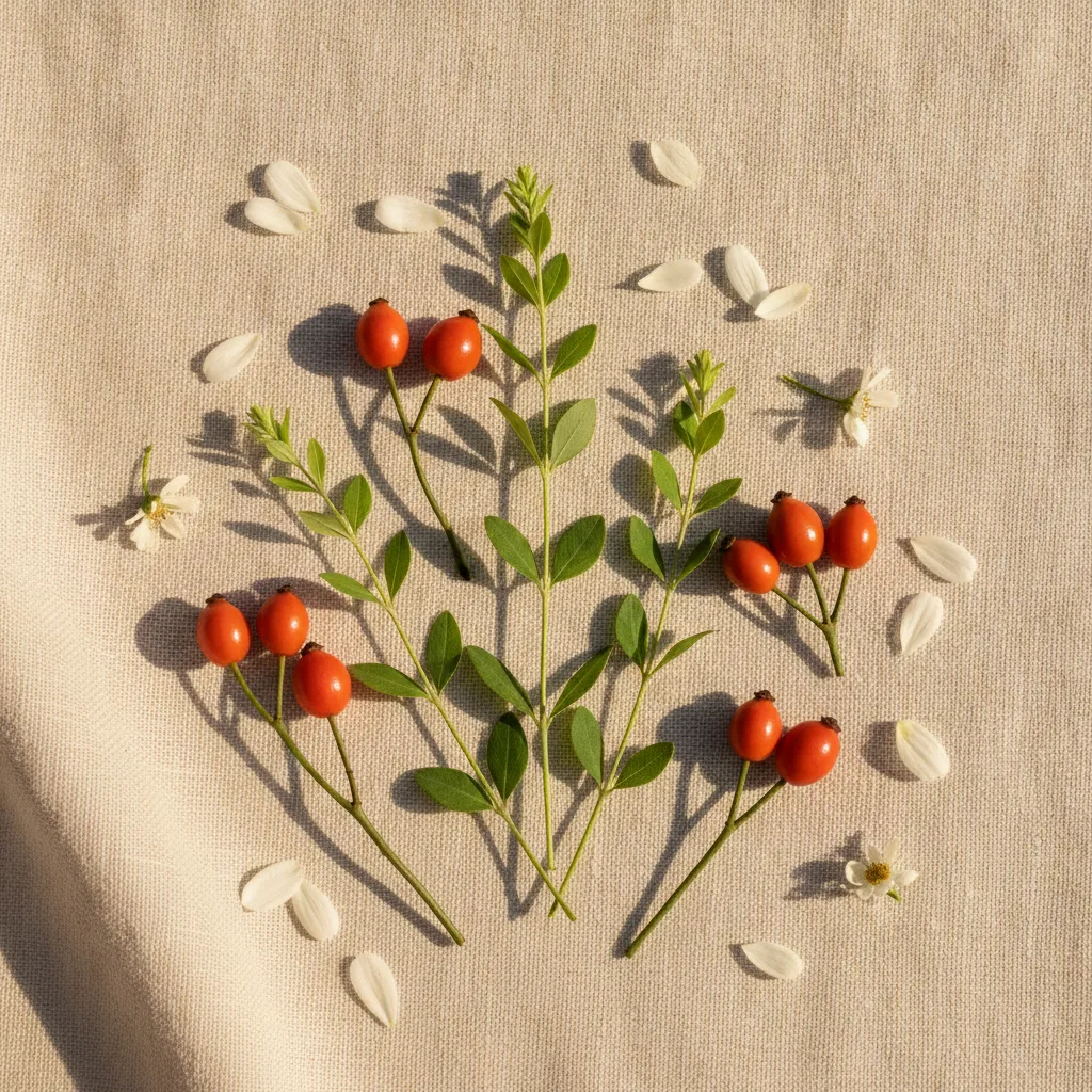 Botanical ingredient flatlay